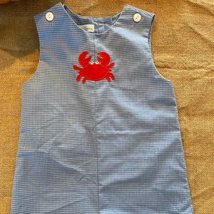 Adorable romper with crab appliqué